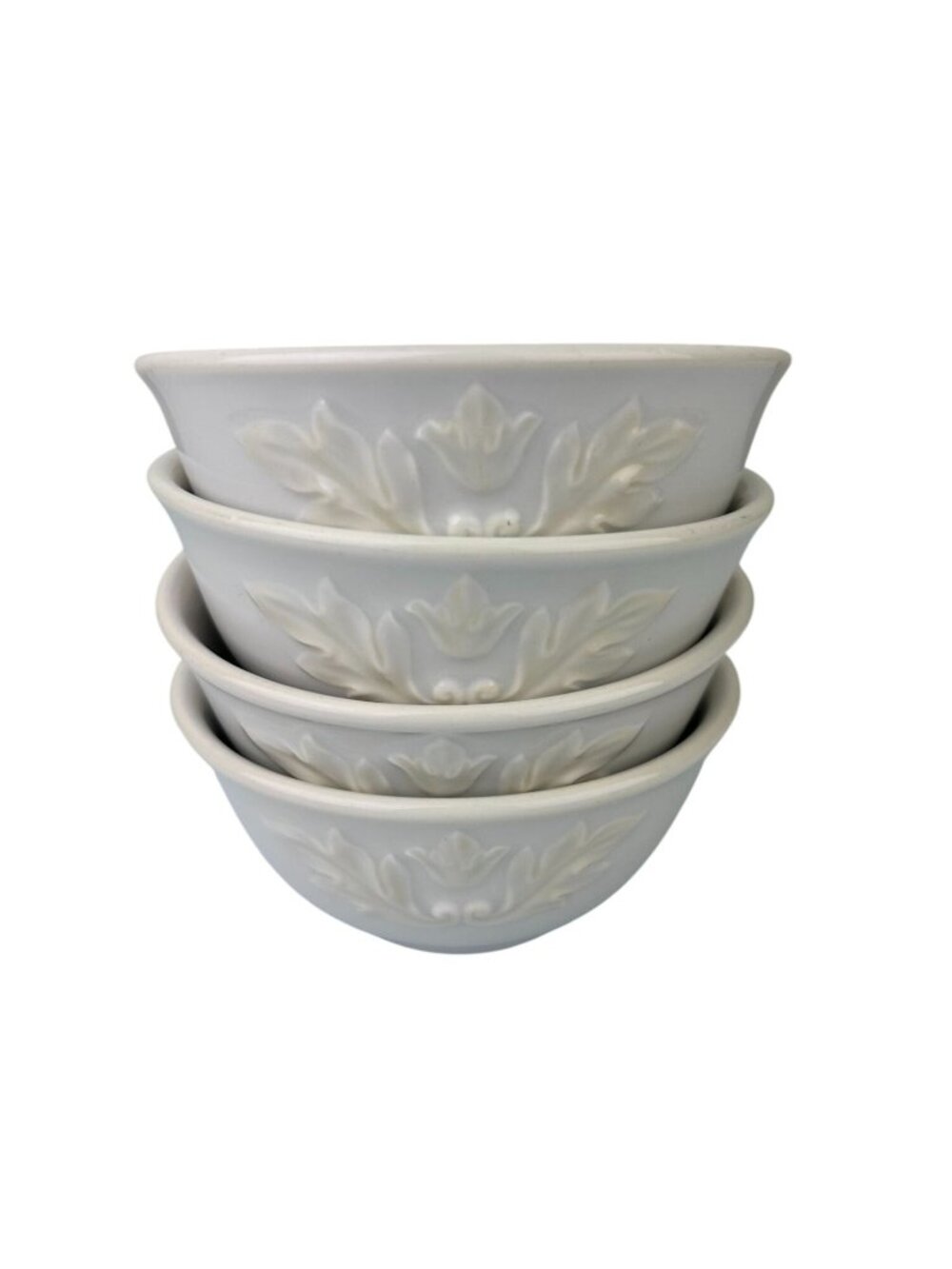Lenox Butler's Pantry 5" Dessert Bowls Set of 4 White Embossed French Country